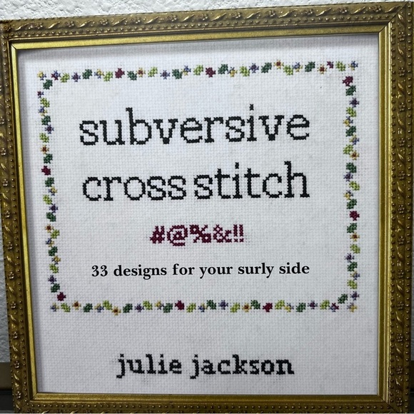 Subversive Cross-Stitch Book, Set of Cross-Stitch Patterns, Hoop and fabric - Picture 2 of 7